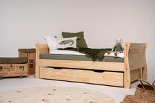 Kinderbett aus Holz Bodenbetten Einzelbett Option mit Schublade und Matratzen