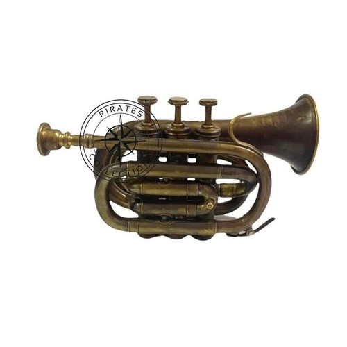 Antik messing mini trompete - messing, bb