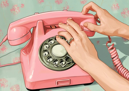Retro pinkes telefon wandkunst - telefon,