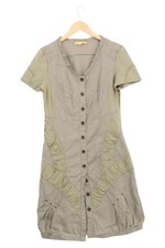 BIBA Freizeitkleid Damen Gr. 40 Midi Grau Baumwolle mit Knopfdetails & Raffungen