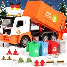 Müllwagen mit 4 bunten Mülltonnen Recycling Auto-Modell Spielfahrzeug für Kinder