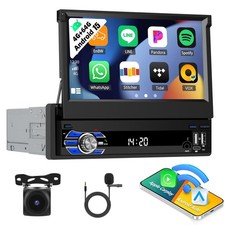 4+64GB 7" 1DIN Android 15 Autoradio Carplay Drehbarer Touchscreen GPS + Kamera