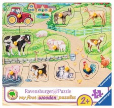 10 Teile Ravensburger Kinder Holz Puzzle my first Morgens Bauernhof 03689