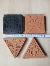 4 alte Bodenfliesen, neo gotisch, wohl Bebenhausen, Tübingen,