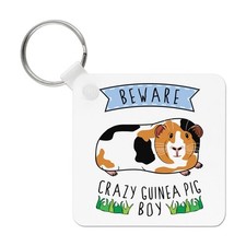 Beware Crazy Meerschweinchen Junge Schlüsselanhänger - Lustig Tier Haustier