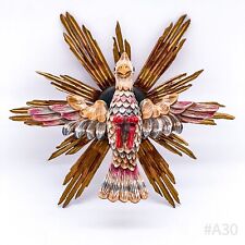 Heiliger Geist Taube vor Strahlenkranz aus Holz geschnitzt farbig gefasst 19. Jh