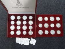 Russland - Olympiade Moskau - 1980 - komplett - 14x5 - 14x10 Rubel - ST - Silber