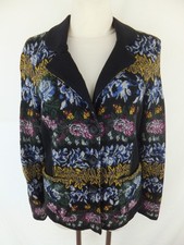 MADELEINE Strickjacke mit Wolle 44 schwarz bunt Blumenmuster Strickblazer  TOP