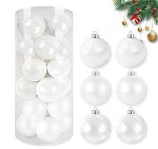 24 Weihnachtskugeln Weiß 6-8cm Glas Christbaumkugeln Weihnachtsbaumschmuck