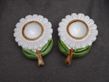 2 Eierbecher Blume Margerite Gänseblümchen Kerzenhalter Keramik bunt shabby