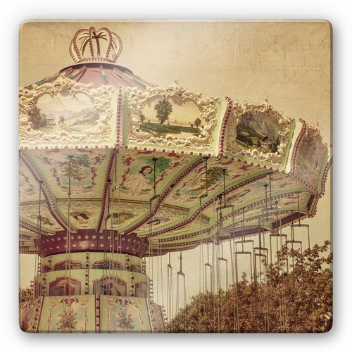 Glasbild kettenkarussell sepia - kettenkarussell,