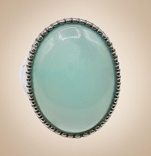 Extravaganter 925-Silberring mit hellgrünem Aquamarin-Cabochon – Vintage Eyecatc