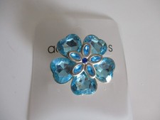 Brosche Blume Kunststeine Blau