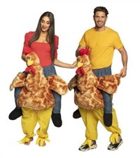 Carry Me trag mich Huckepack Kostüm Huhnkostüm Huhn Hahn Overall Hühnchen Hut