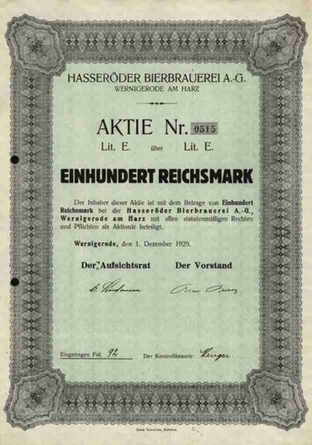 Hasseröder bierbrauerei 1929 - hasseröder,