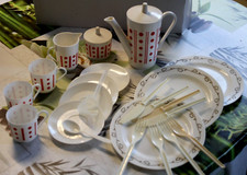 Geschirr DDR Plastik Kaffeekanne teller besteck tasse Teller spielzeug G