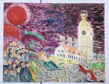 August Linder Öl /Acryl datiert 82 signiert