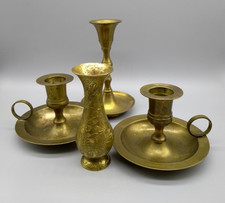 Kerzenständer 3 St, Vase Messing Made in India Vintage