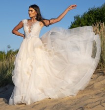 Hochzeit Brautkleid 36 Elfenbein Prinzess Tüll Spitze Bausch Sissi Paillete Perl