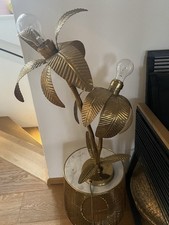 Vintage Mid Century Tisch Leuchte Lampe Palme Messing Gold Deko Impressionen