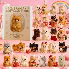 2025 Pomeranian Acryl Ornament Set 24 Tage Adventskalender für Weihnachtszeit