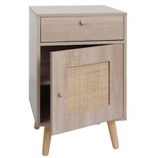 B-Ware Beistelltisch MCW-M36, Staufächer Schublade Kubu Rattan Holz, Eiche-Optik