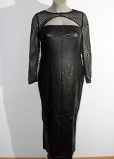 2er Set Netztop und trägerlosem Leder Imitat Kleid sexy Schnitt Gr 4XL / 50 - 52