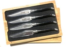 Laguiole en Aubrac Steakmesser Messer Set 4 Stück Griffe aus Ebenholz