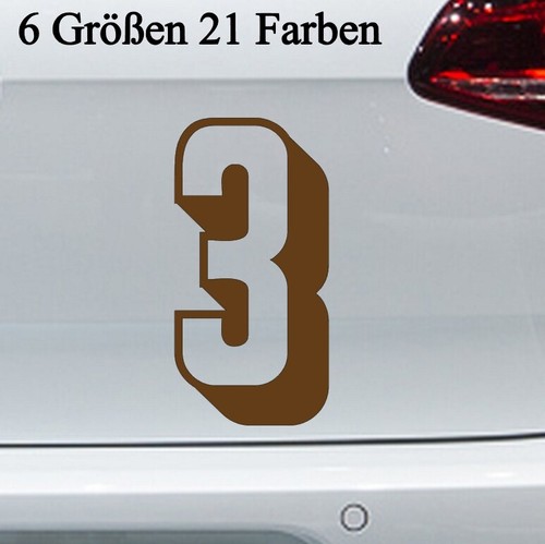 Zahl drei aufkleber 6 - 3d,