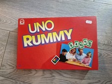 UNO Rummy Up Vintage Mattel 1990er Fliese Brettspiel Fliesen komplett Holz Table