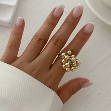 Perlen Gold Ring - 925 SILBER Zirkonia - 54 56 58 60 61 62 - Pavé Cluster Band