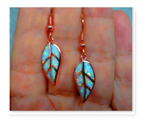Rose opal blatt ohrringe - blatt,