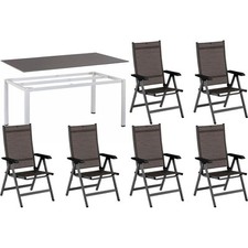 KETTLER Tisch CUBIC + KETTALUX PLUS schieferoptik + 6 Sessel BASE