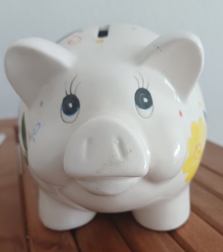Sparschwein porzellan weiß - sparschwein,