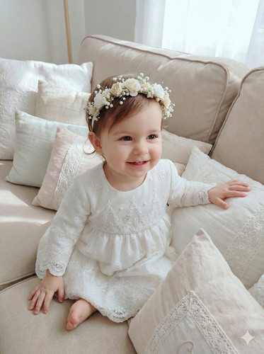 Ecru kleid spitze taufkleid - ecru,