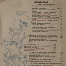 Menükarte historisch Köln