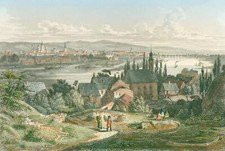 TRIER - Panoramaansicht - Stahlstich 1843