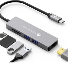 NOVOO USB C Hub 5 in 1 Aluminium HDMI 4K 2x USB 3 SD TF Kartenleser Adapter