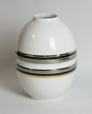 #10663b - Gerold Porzellan - Florist Design Vase - Weiß/chrom/schwarz/gold