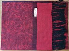 Pashmina Schal, 30% Seide; dunkelrot-schwarz C1; 70 x180 cm; neu; Top-Qualität!!