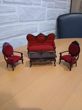 Sofa mit 2 Sessel + Tisch Mini Mundus (?) für Puppenstube Puppenhaus  1:12 (?)