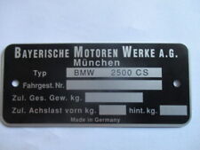 Typenschild BMW 2500 CS Schild id-plate E9 coupe E 9 