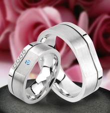 2 Silber Trauringe  Hochzeitsringe mit echten Topas ,  GRavur GRatis  , JK11-41B