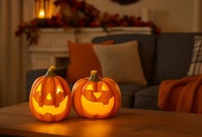 2 STK KÜRBIS Terrakotta WINDLICHT XXL b44 Orange Halloween Kürbisse Zuco Deko