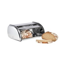 Edelstahl Brotkiste mit Sichtfenster Rollbroptkasten Brotkasten Brotbox Brot-Box