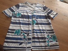 Leichte T-Shirt Jacke, weiß/blau/türkis, Finn Karelia, Gr. 40