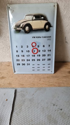 Blech schild kalender vw - blech,