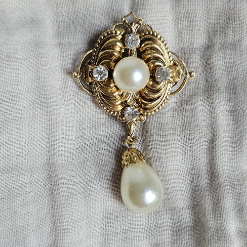 Vintage brosche kunstperle - brosche,