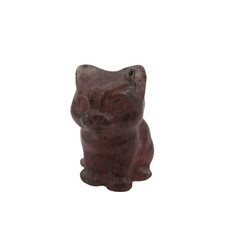 Katze Figur aus Kirschquarz Miniatur Setzkasten Sammlerfigur 3 cm