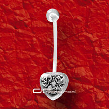 »»» FLEXI BAUCHNABELPIERCING Totenköpfe - langer Stab - Schwangerschaft 1761